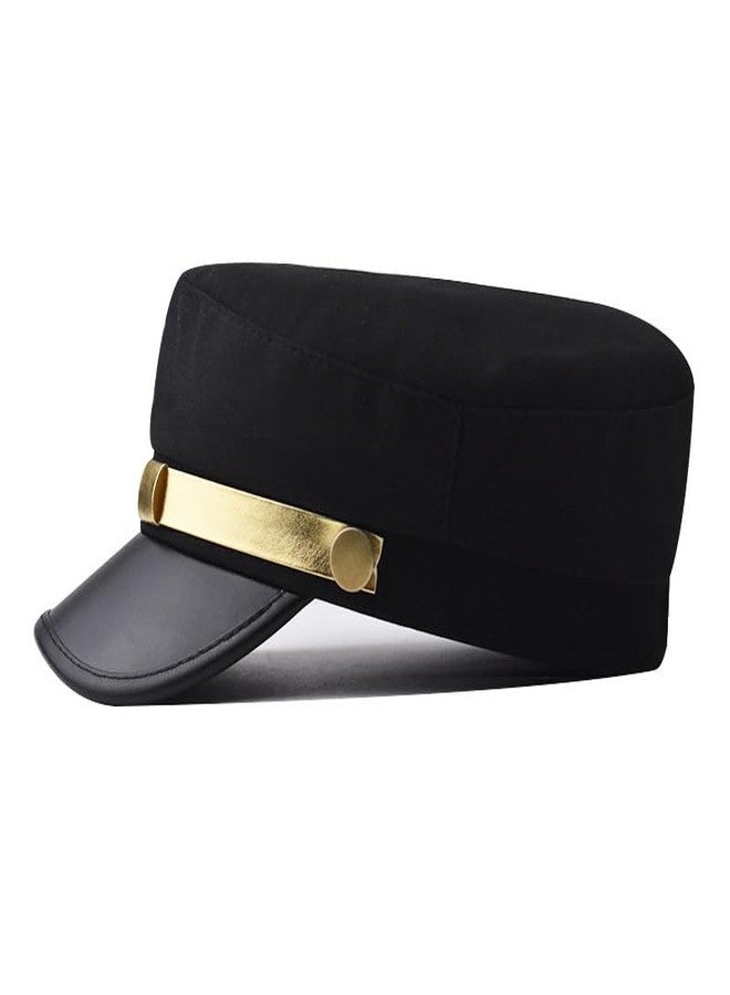ASTOC Classic Chauffeur Hat for Men Women Unisex Captain Sailor Hat Newsboy Cap Costume Hats (Black-Gold, One Size) - Image 3